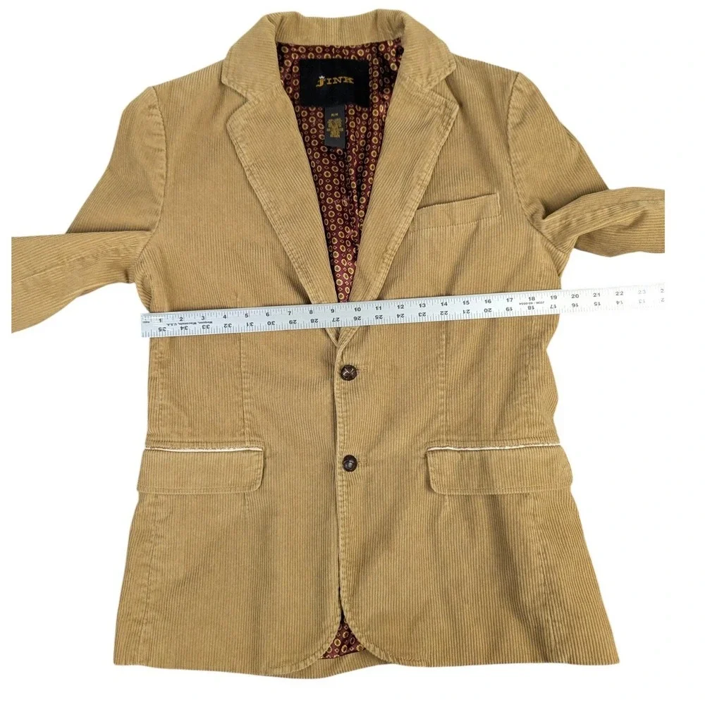 Fink Mens Tan Corduroy Blazer Size M Cotton 2-Button Sport Coat Dark Academia